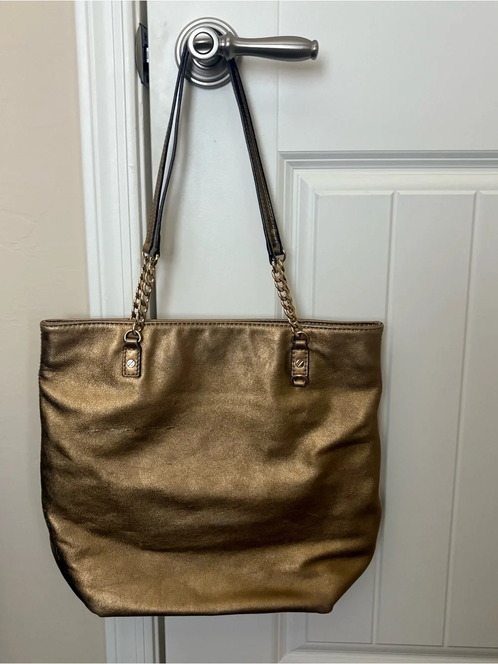 Michael Kors Dark Gold Metallic Tote Shoulder Bag - USED - for DIY?